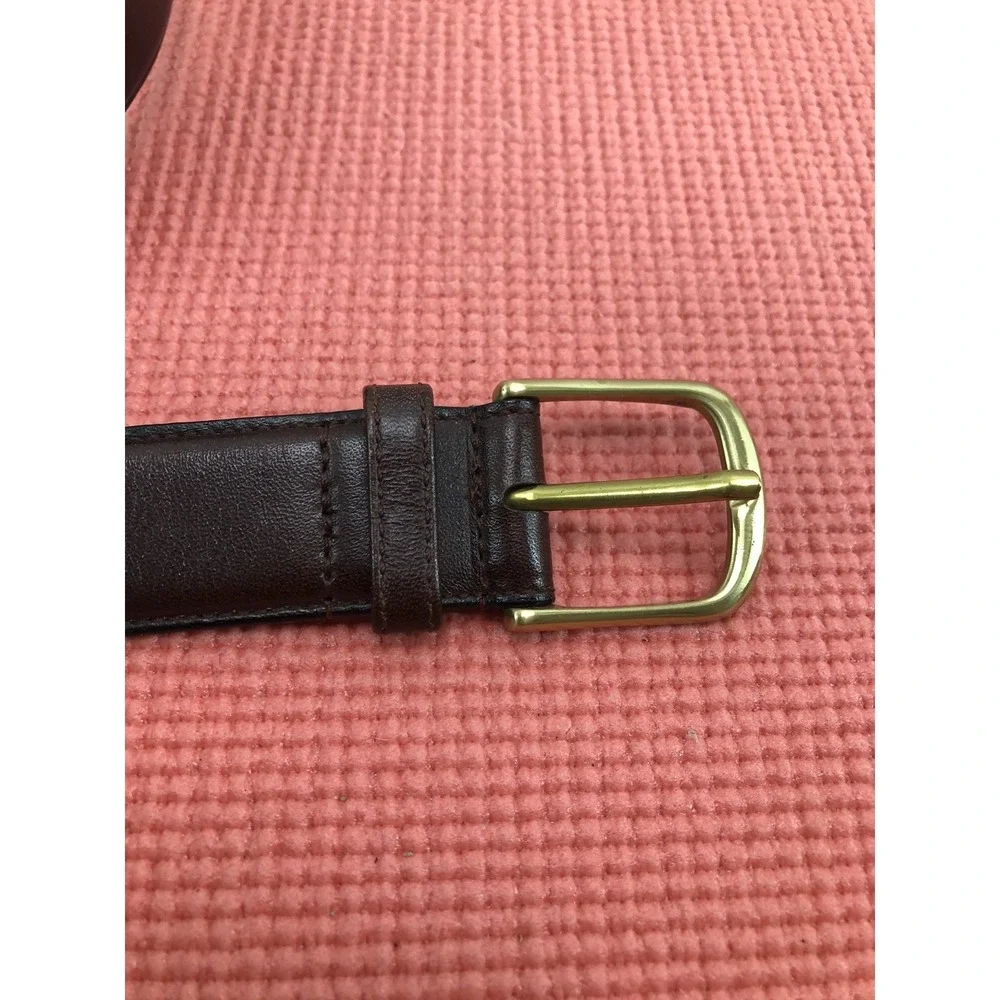 Liberty of London dress belt men's 34‎ brown full grain glazed cowhide brass